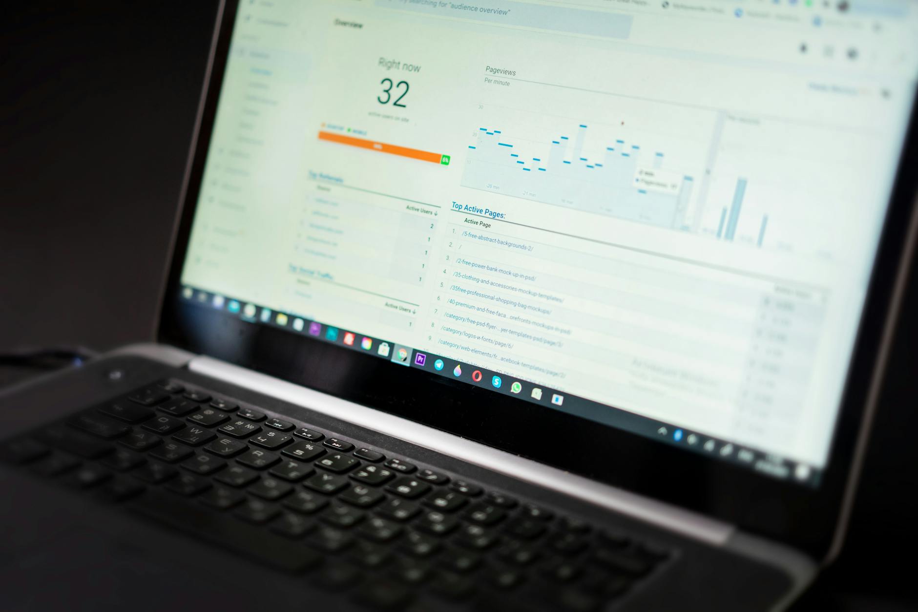 Real estate market data and listing analytics displayed on a laptop screen.