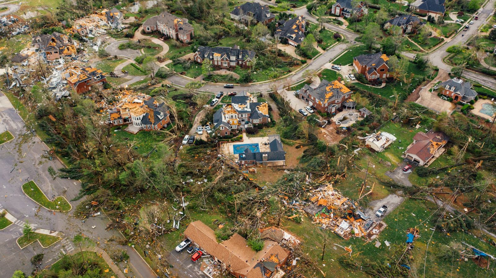 Hurricane wind damage to a coastal home roof